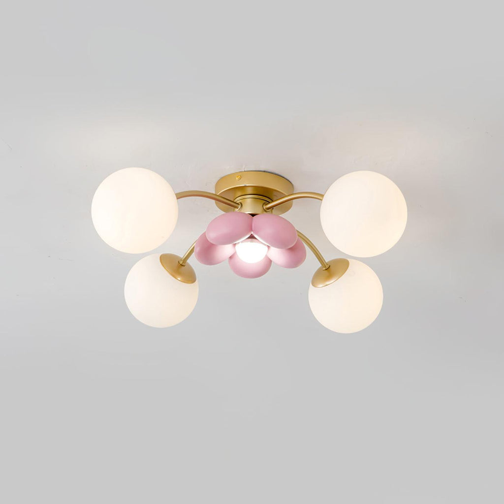 Blossura Pink Petal Ceiling Light, Hardwired Multi-Head