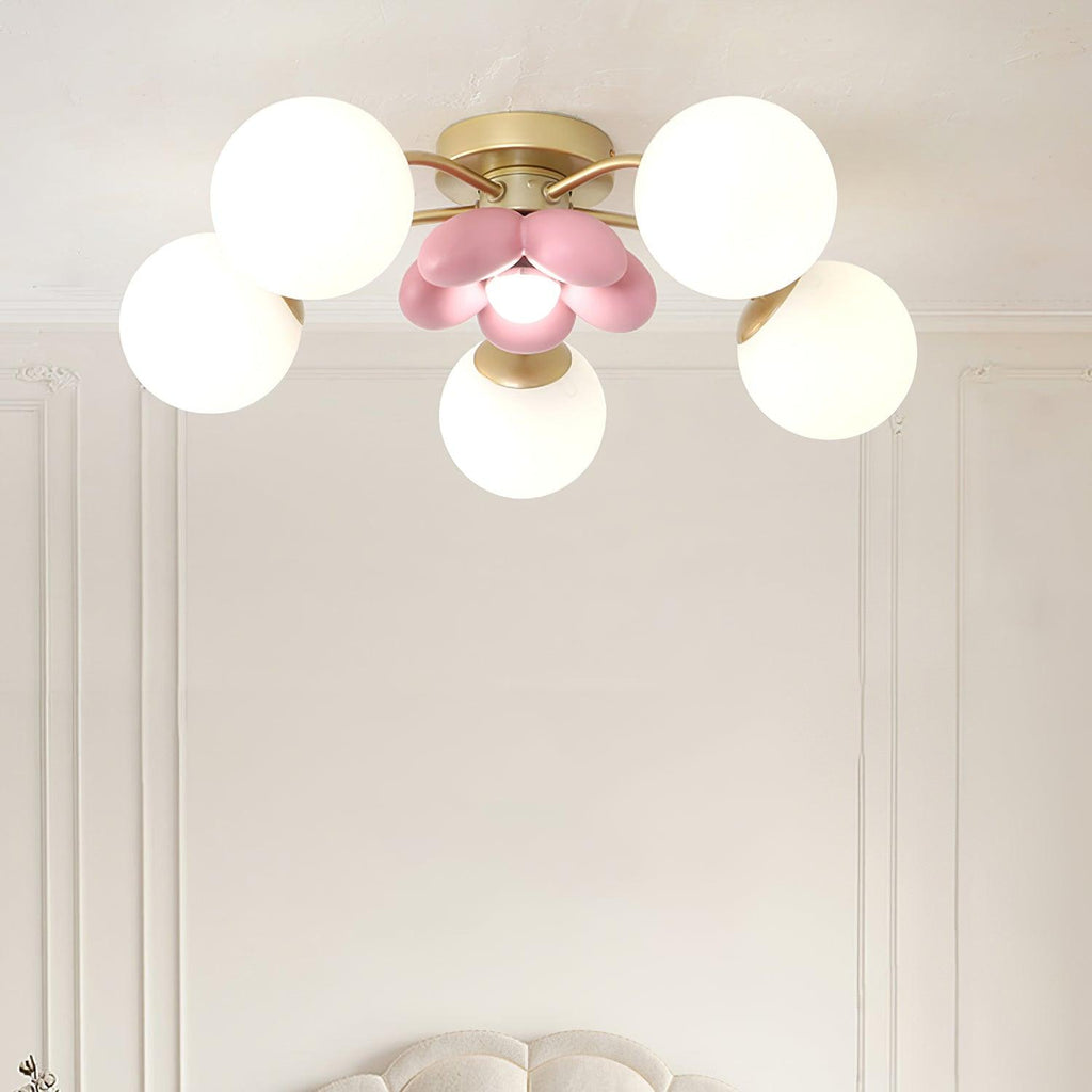 Blossura Pink Petal Ceiling Light, Hardwired Multi-Head