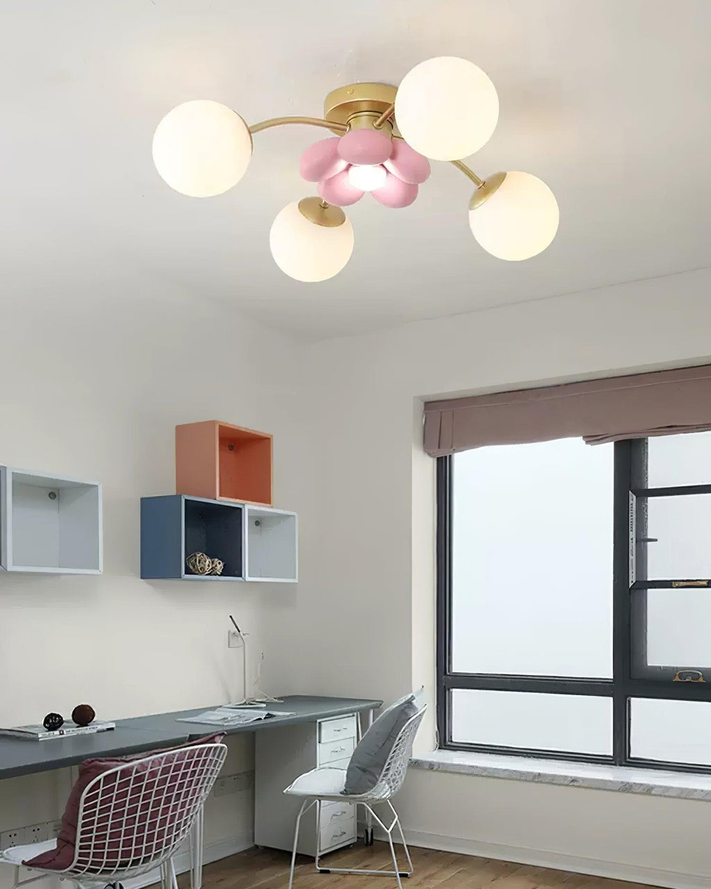 Blossura Pink Petal Ceiling Light, Hardwired Multi-Head