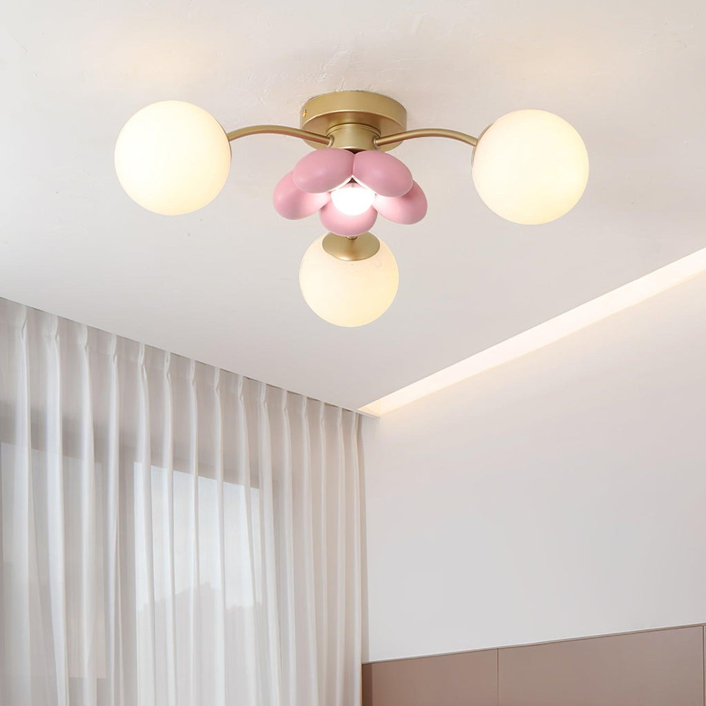 Blossura Pink Petal Ceiling Light, Hardwired Multi-Head