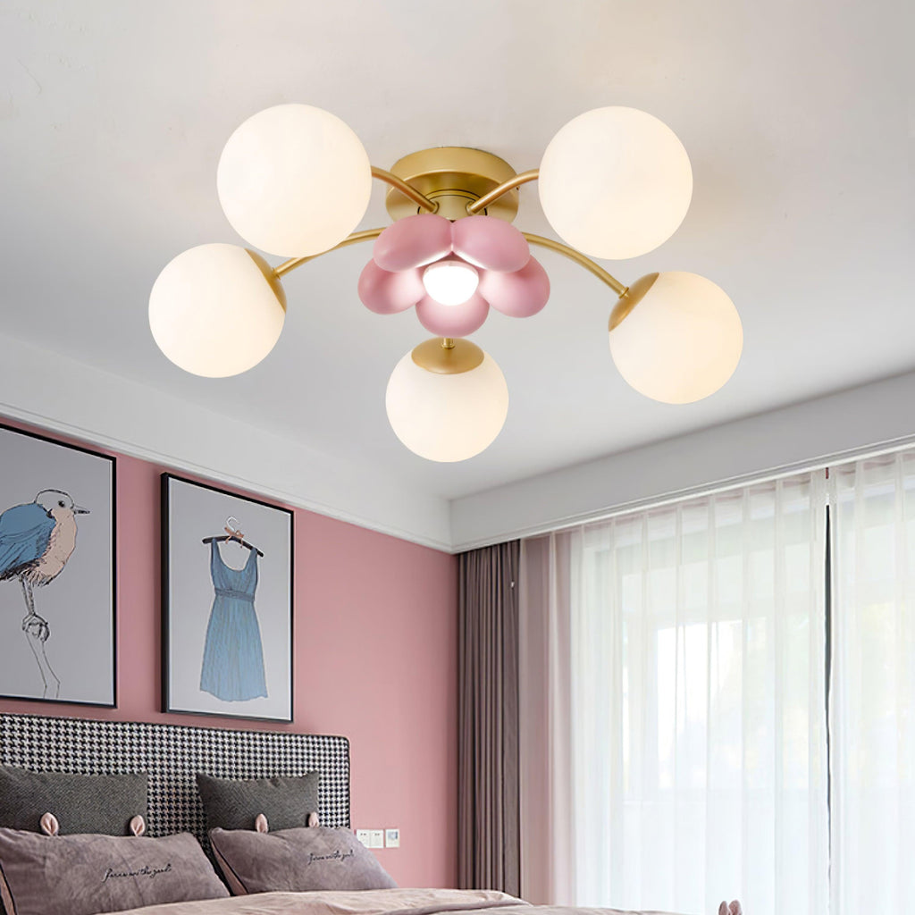 Blossura Pink Petal Ceiling Light, Hardwired Multi-Head