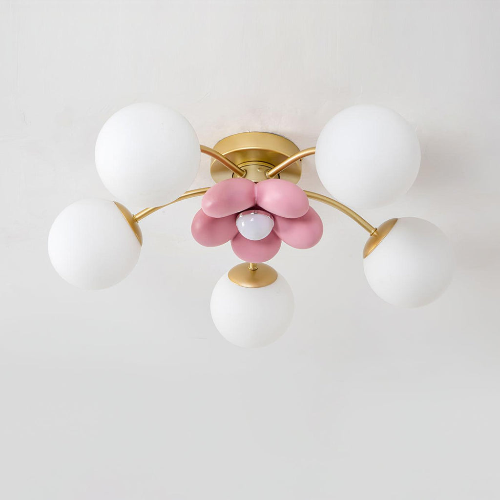 Blossura Pink Petal Ceiling Light, Hardwired Multi-Head