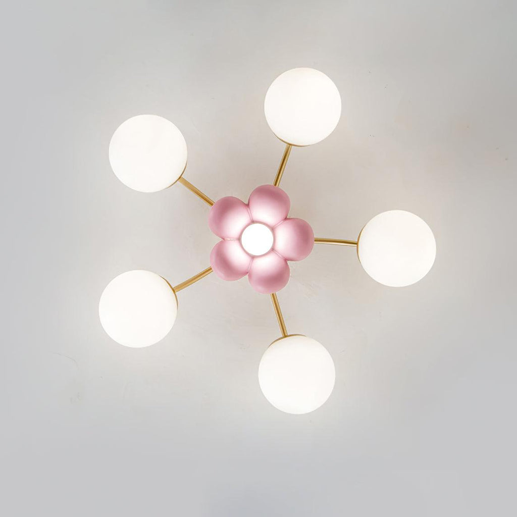 Blossura Pink Petal Ceiling Light, Hardwired Multi-Head