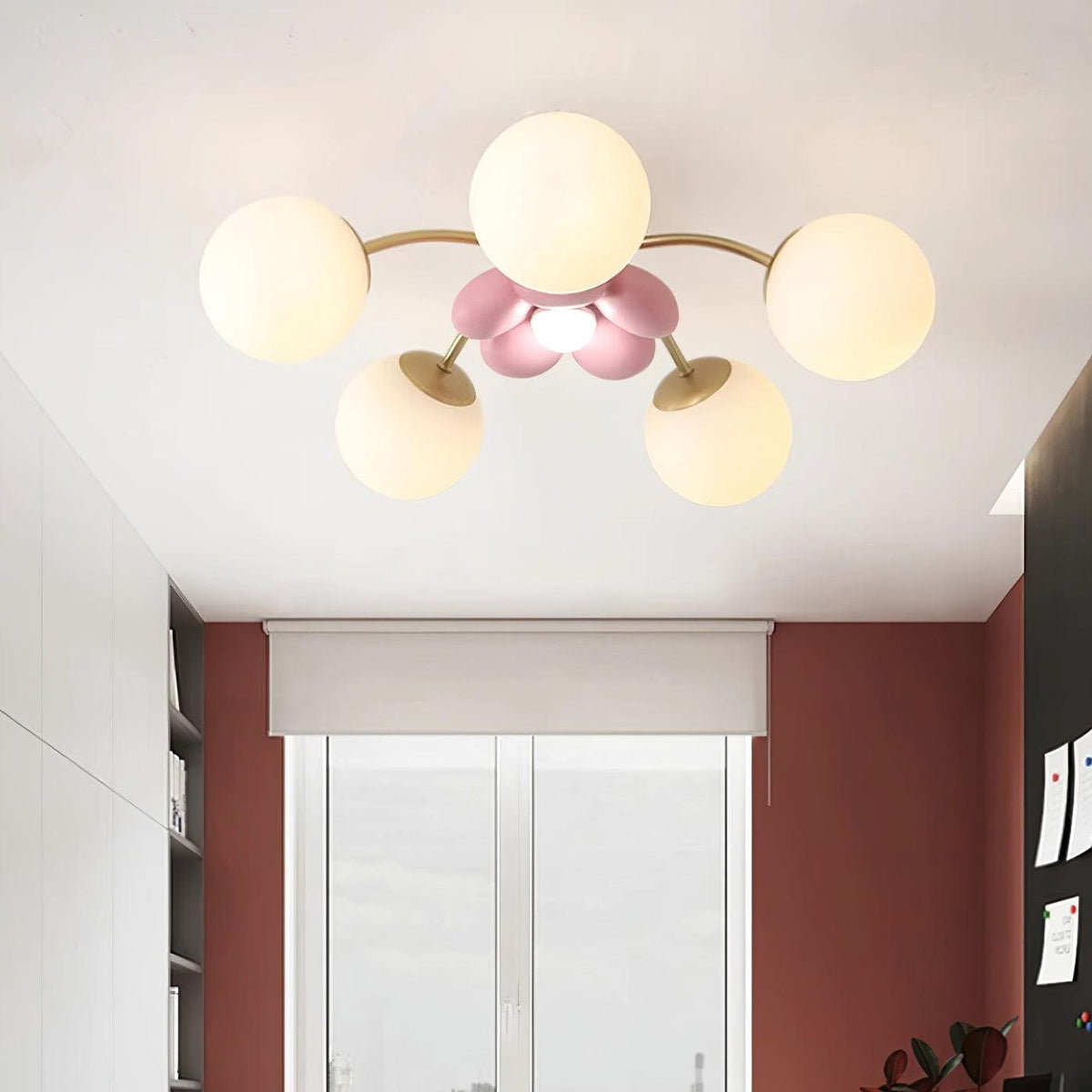 Blossura Pink Petal Ceiling Light, Hardwired Multi-Head