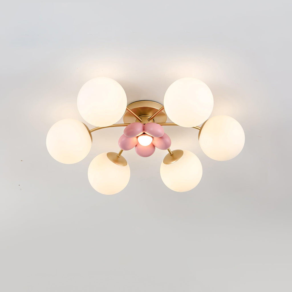 Blossura Pink Petal Ceiling Light, Hardwired Multi-Head