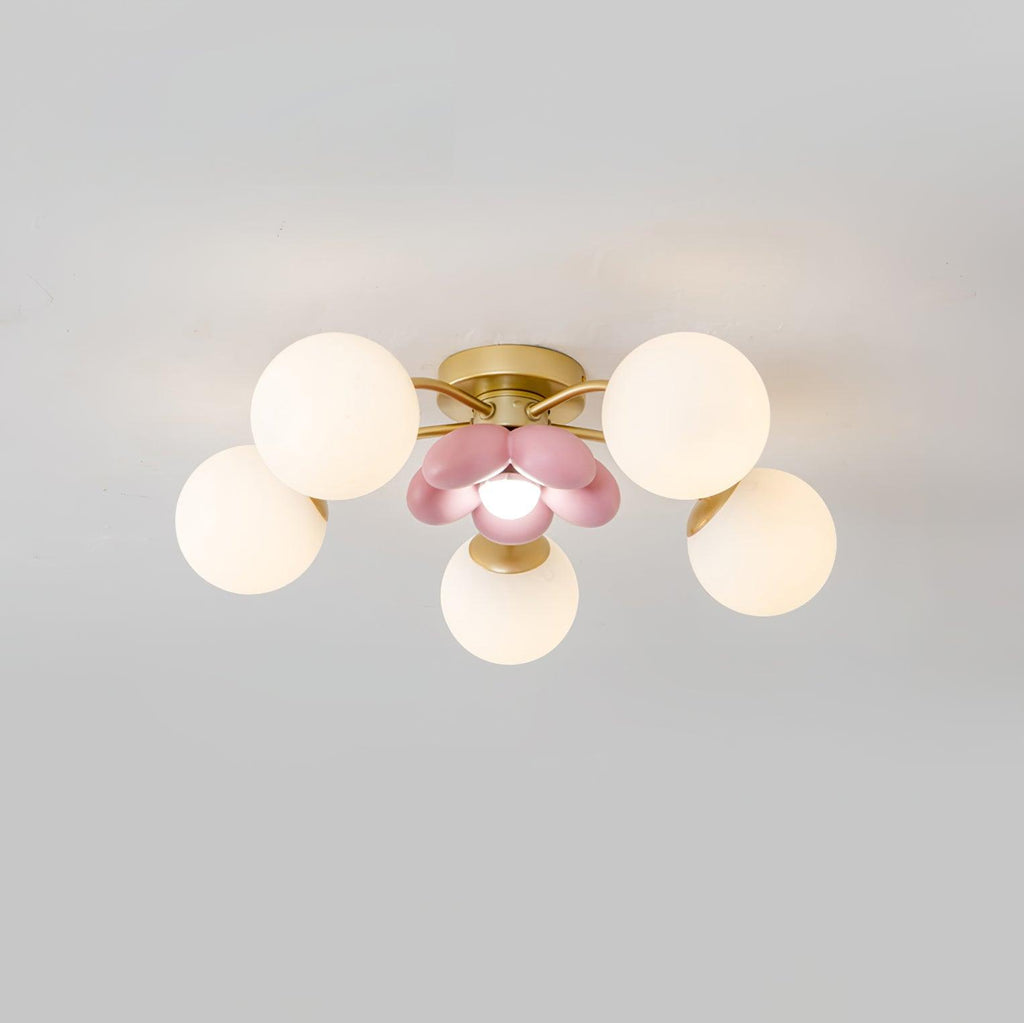 Blossura Pink Petal Ceiling Light, Hardwired Multi-Head