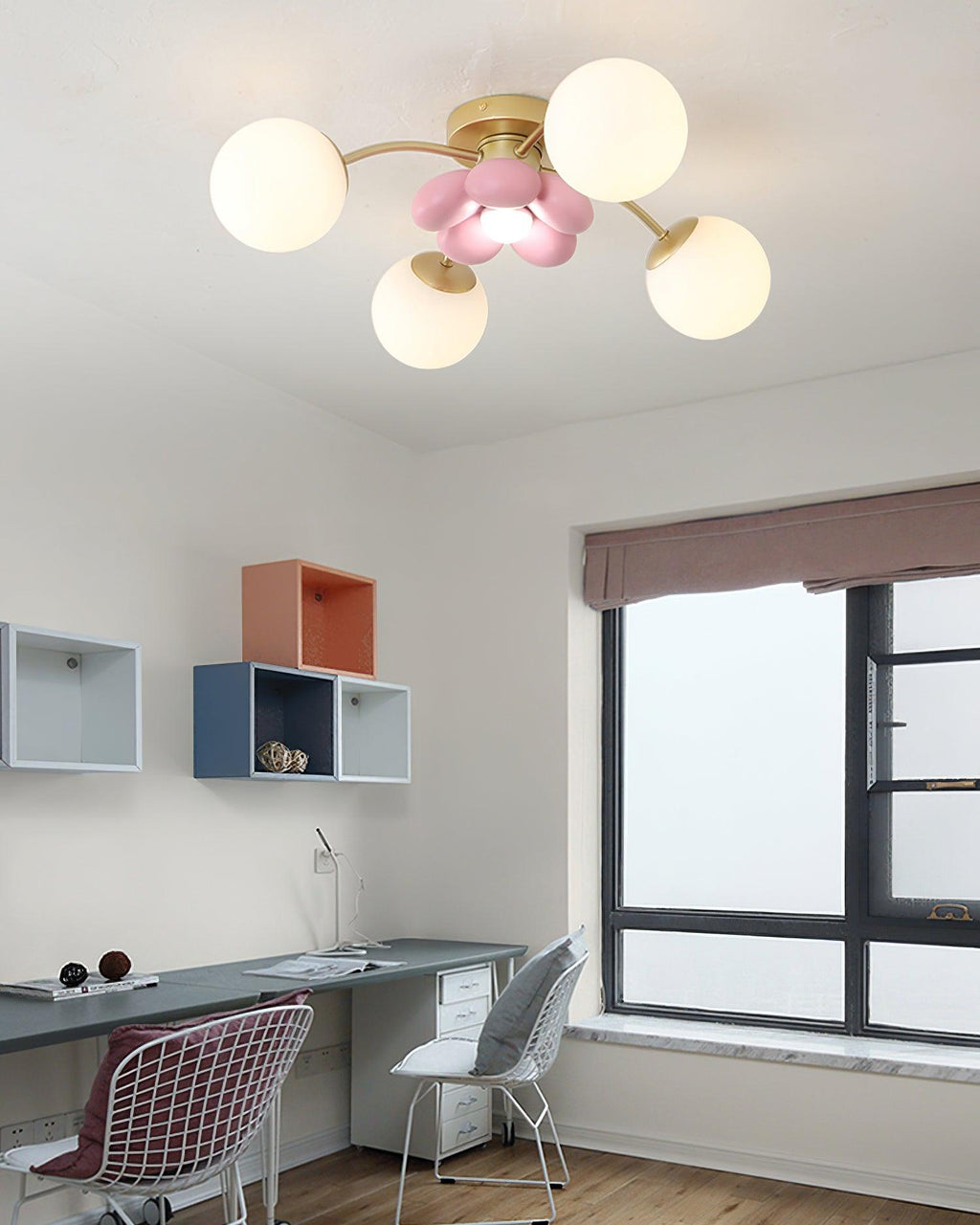 Blossura Pink Petal Ceiling Light, Hardwired Multi-Head