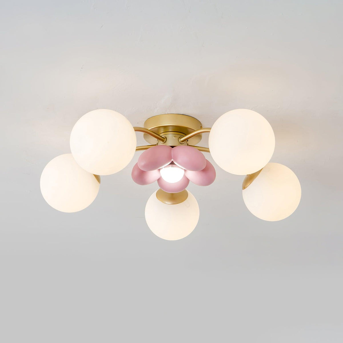 Blossura Pink Petal Ceiling Light, Hardwired Multi-Head