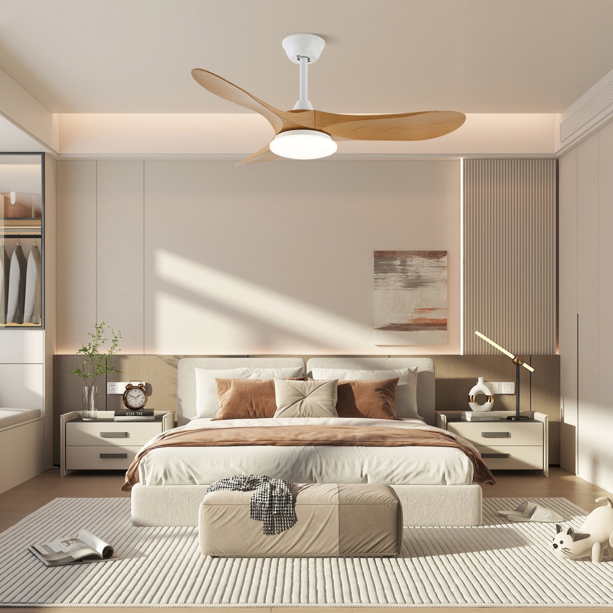 Stropní ventilátor se světlem Virelo — varianty velikosti 42"/52"