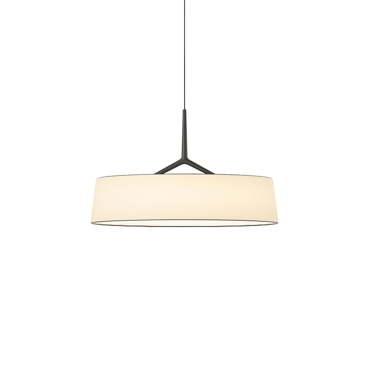 Witte stoffen trommelhanglamp — Zwart, diameter van 45 cm
