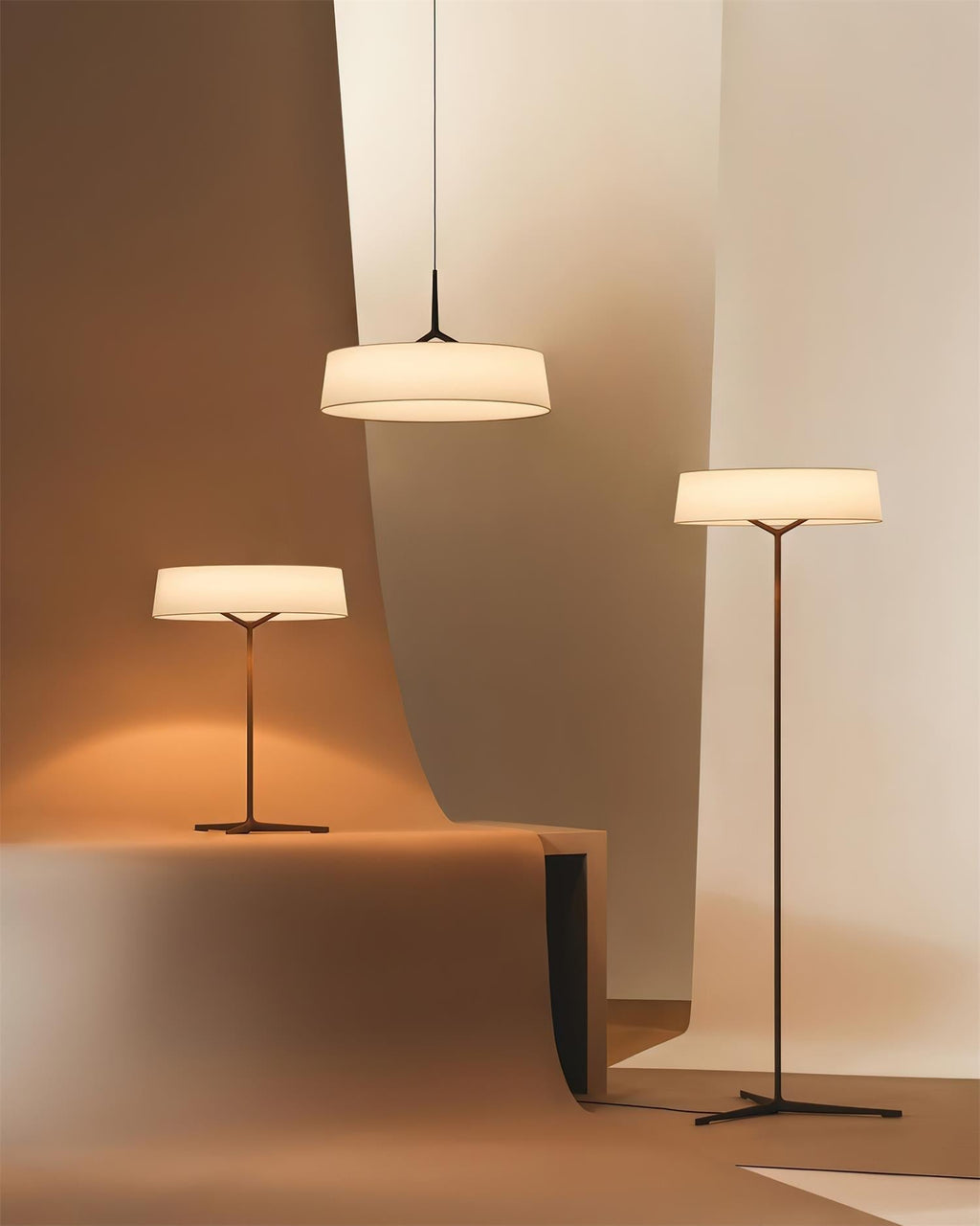 Witte stoffen trommelhanglamp — Zwart, diameter van 45 cm