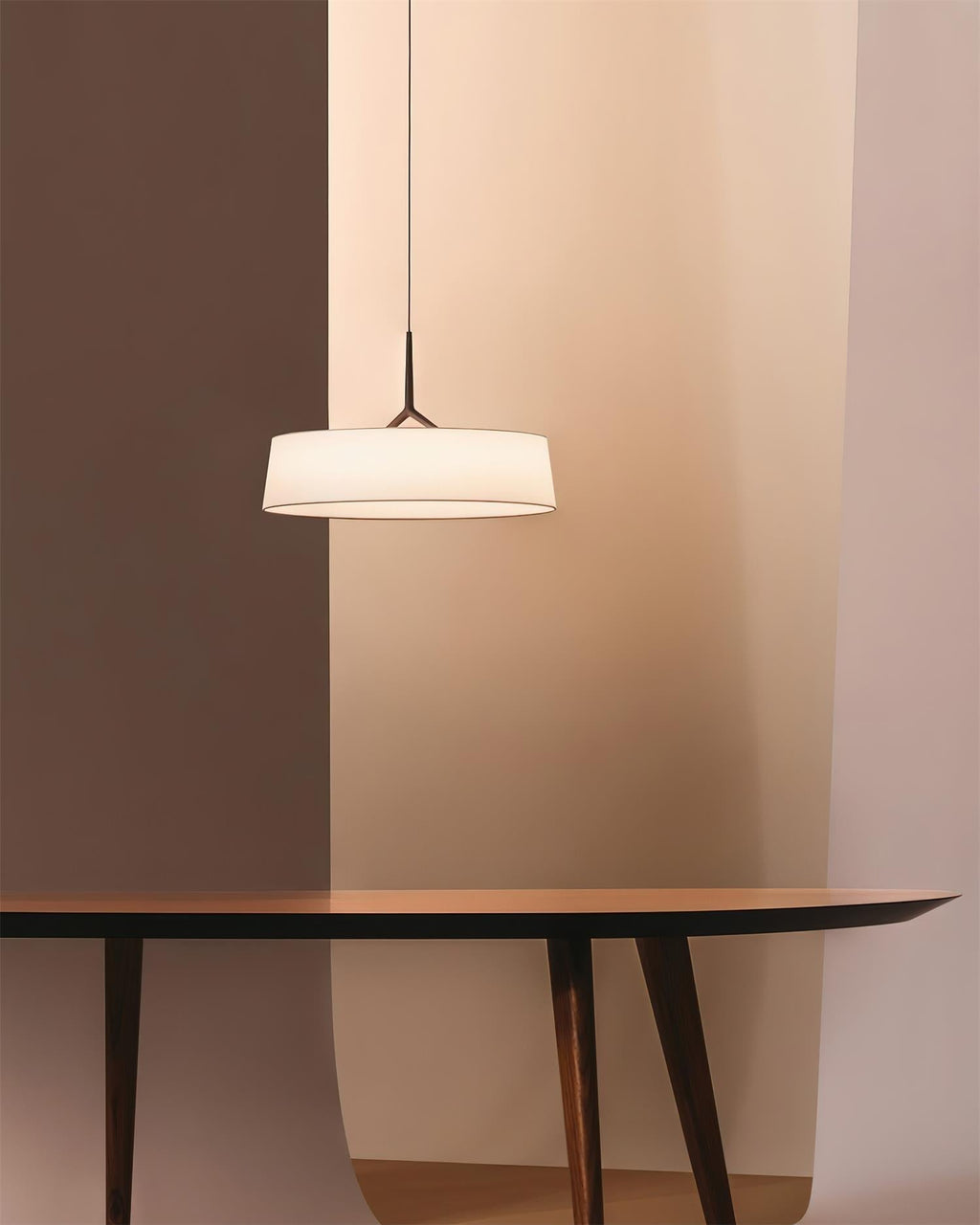 Witte stoffen trommelhanglamp — Zwart, diameter van 45 cm
