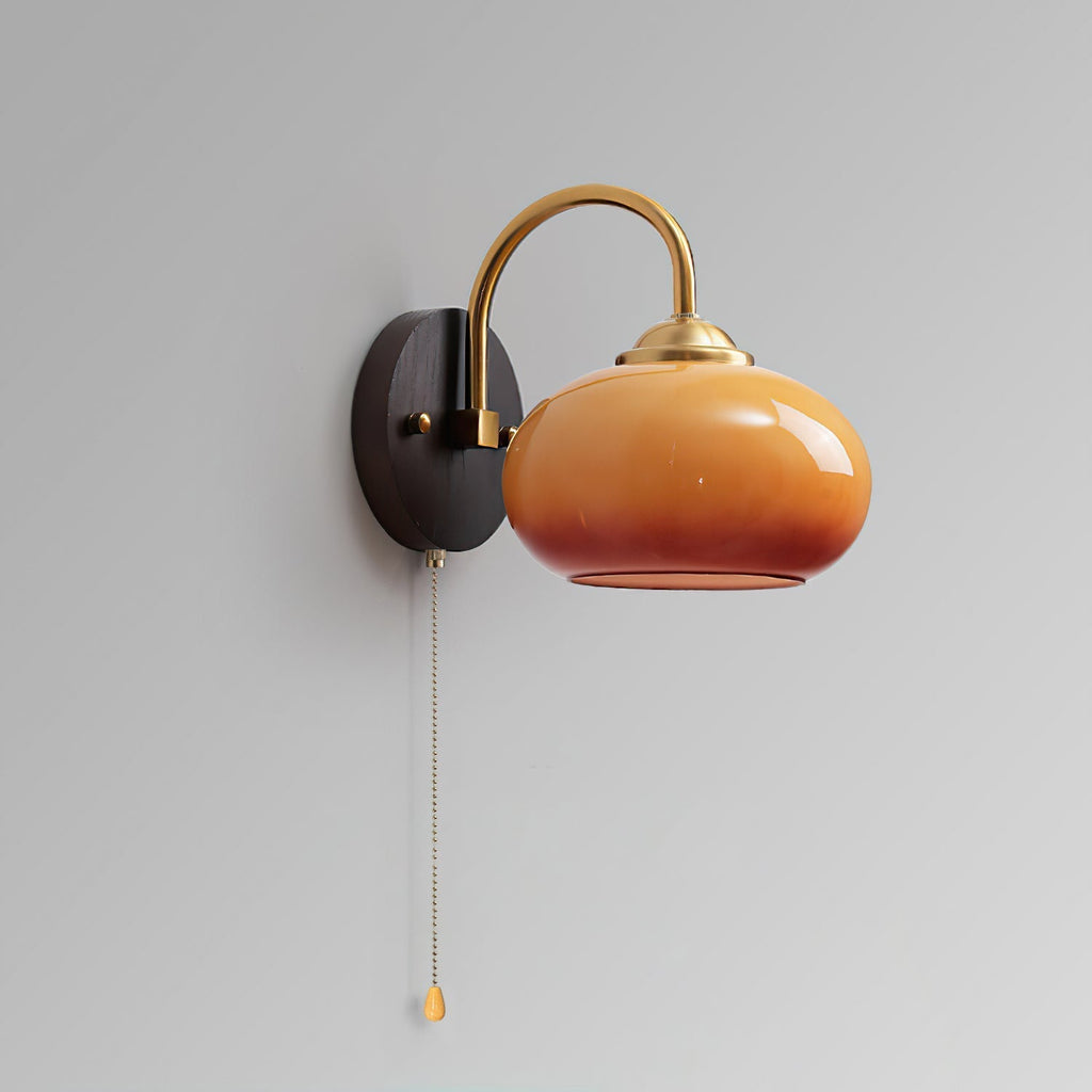 Arched Arm Wall Lamp, Glass Dome Shade, E26/E27 Socket, 18x21cm, Dimmer Compatible
