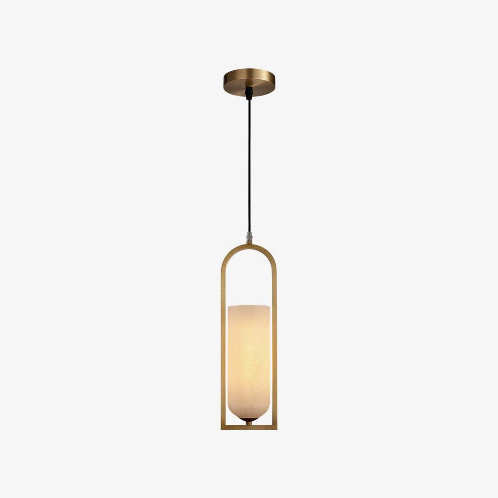 Aethyn Arch Pendant Light — Alabaster Shade, Brass Base