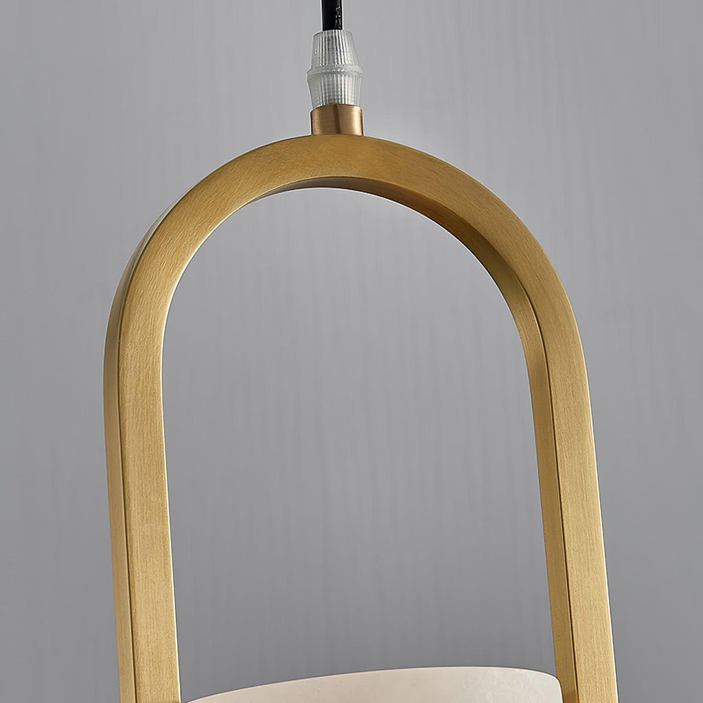 Aethyn Arch Pendant Light — Alabaster Shade, Brass Base