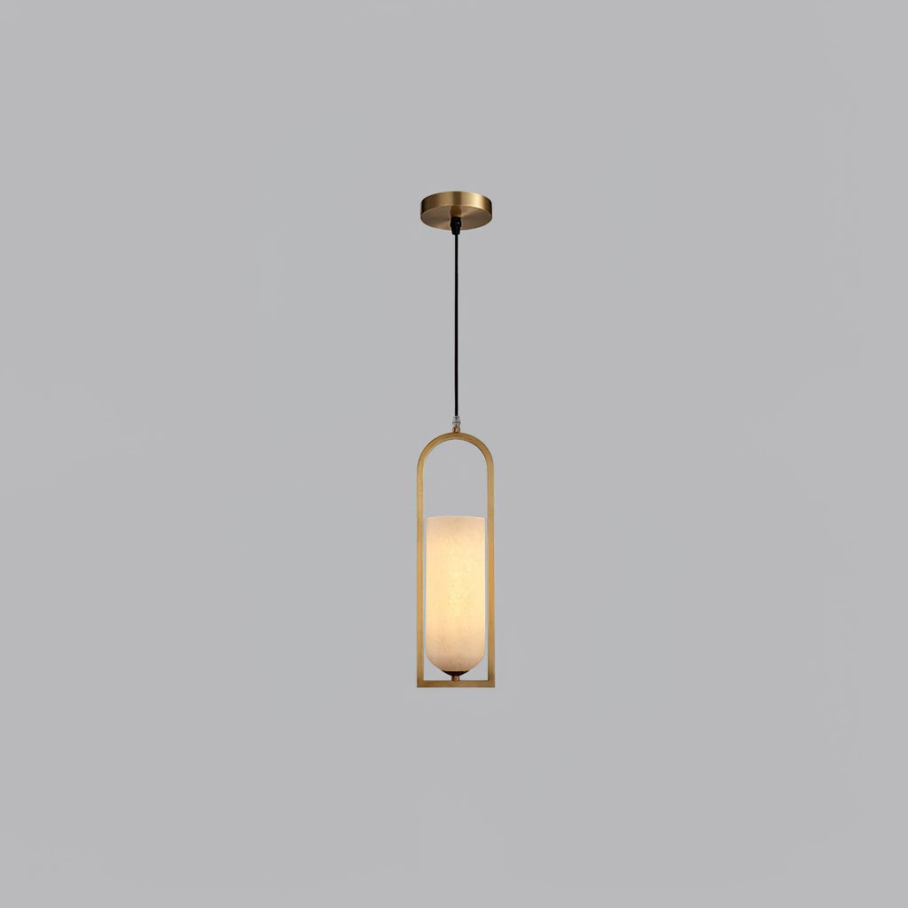 Aethyn Arch Pendant Light — Alabaster Shade, Brass Base