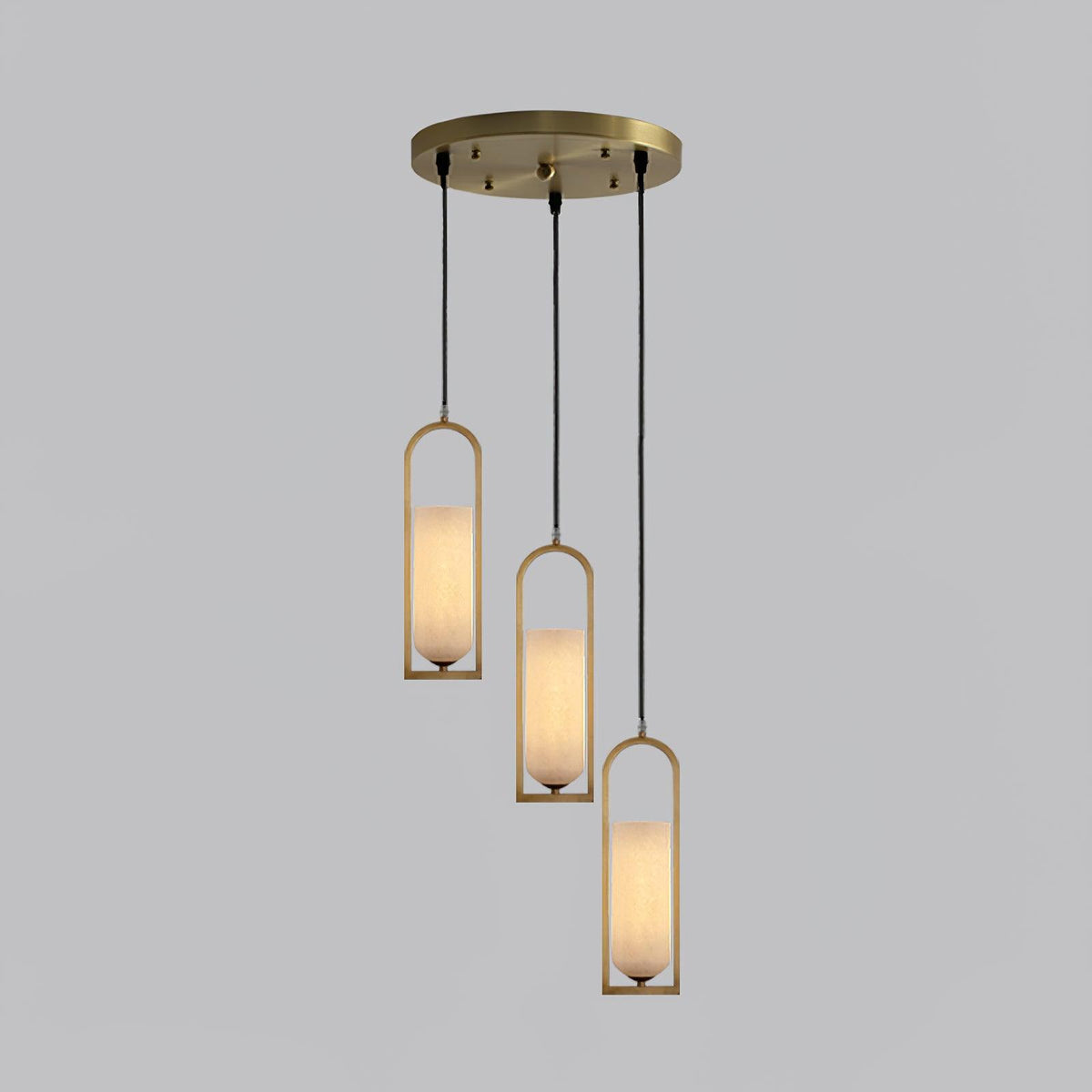 Aethyn Arch Pendant Light — Alabaster Shade, Brass Base