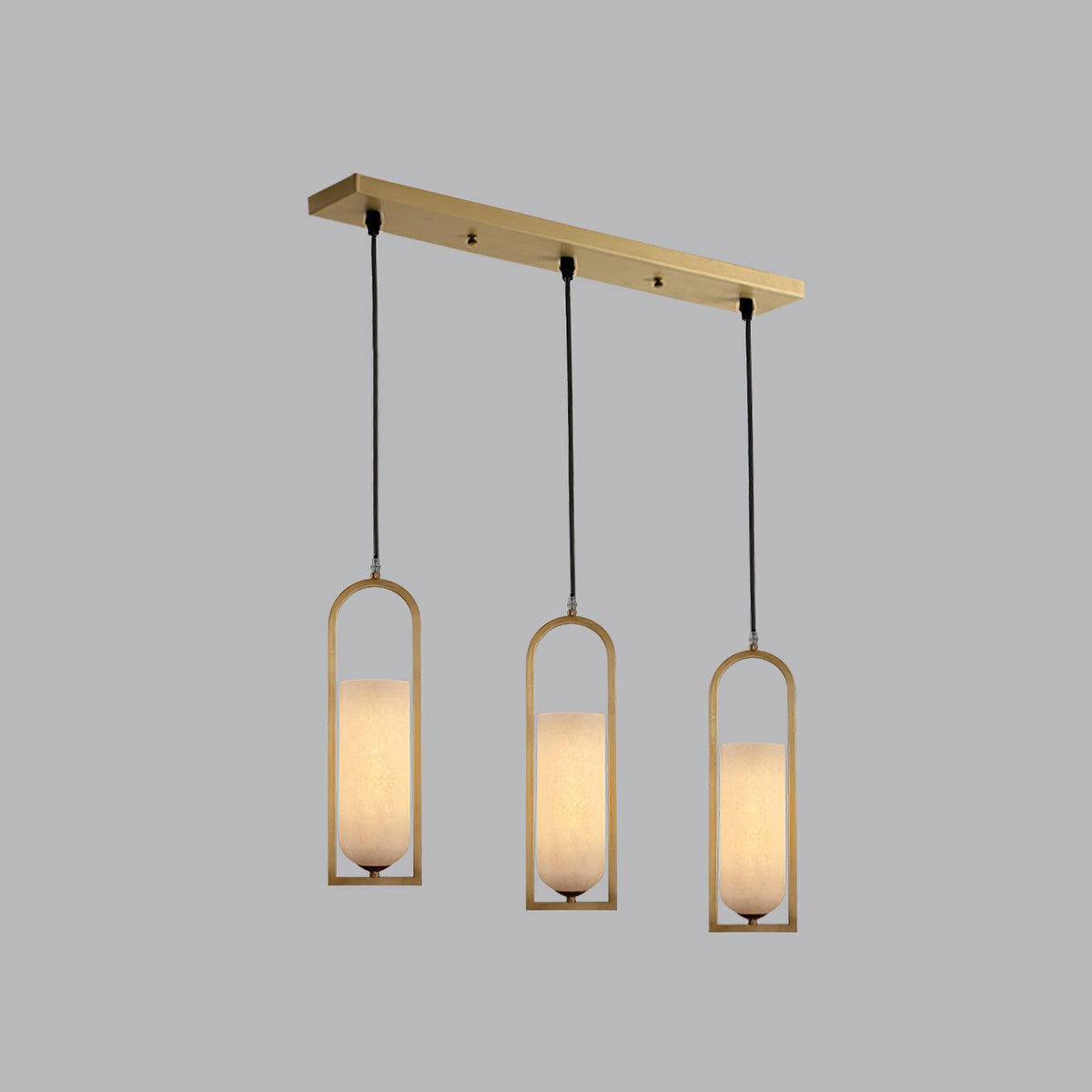 Aethyn Arch Pendant Light — Alabaster Shade, Brass Base