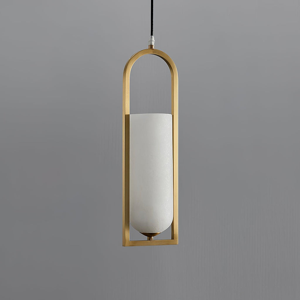 Aethyn Arch Pendant Light — Alabaster Shade, Brass Base