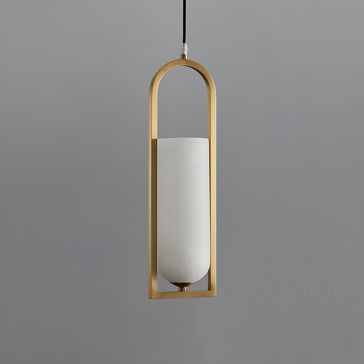 Aethyn Arch Pendant Light — Alabaster Shade, Brass Base