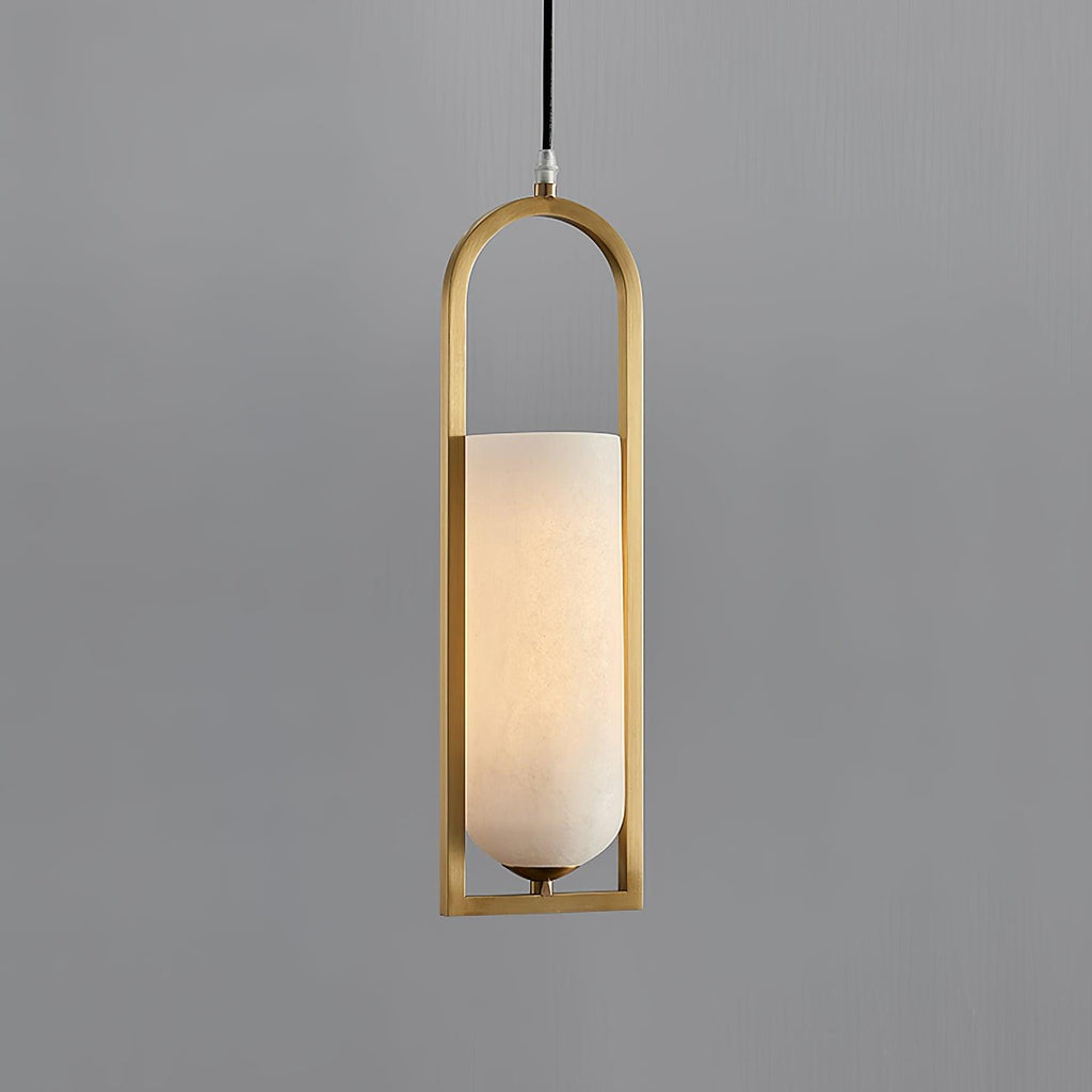 Aethyn Arch Pendant Light — Alabaster Shade, Brass Base