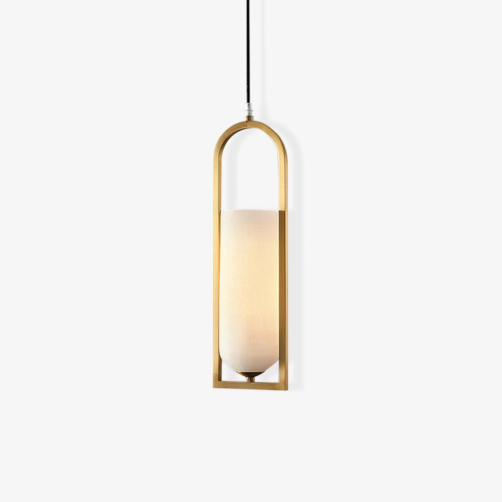 Aethyn Arch Pendant Light — Alabaster Shade, Brass Base