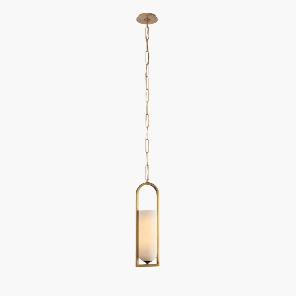 Aethyn Arch Pendant Light — Alabaster Shade, Brass Base