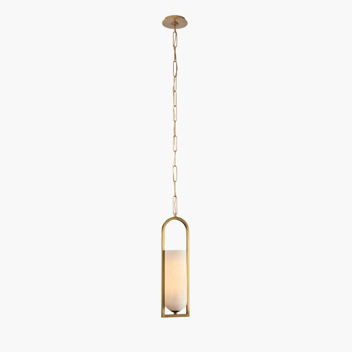 Aethyn Arch Pendant Light — Alabaster Shade, Brass Base