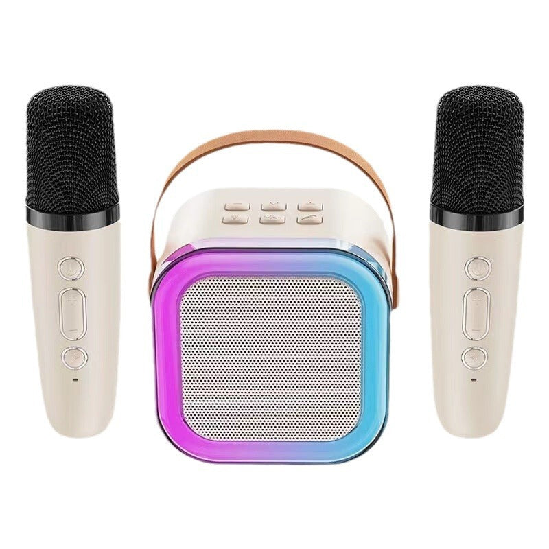 Mini karaoke hangszóró szett - Két vezeték nélküli mikrofon - RGB világítás - Bluetooth 5.3 - USB-C - 3 színben