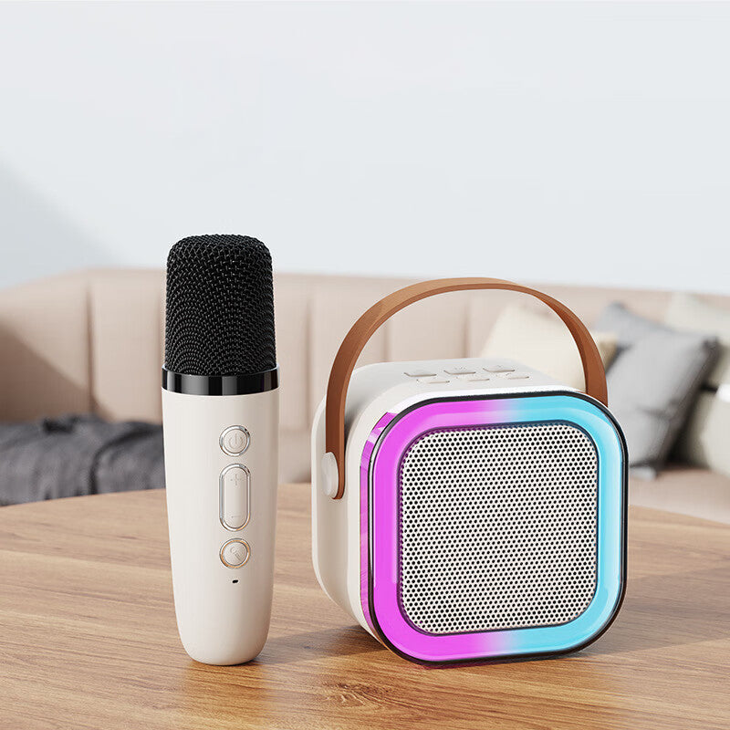 Mini karaoke hangszóró szett - Két vezeték nélküli mikrofon - RGB világítás - Bluetooth 5.3 - USB-C - 3 színben