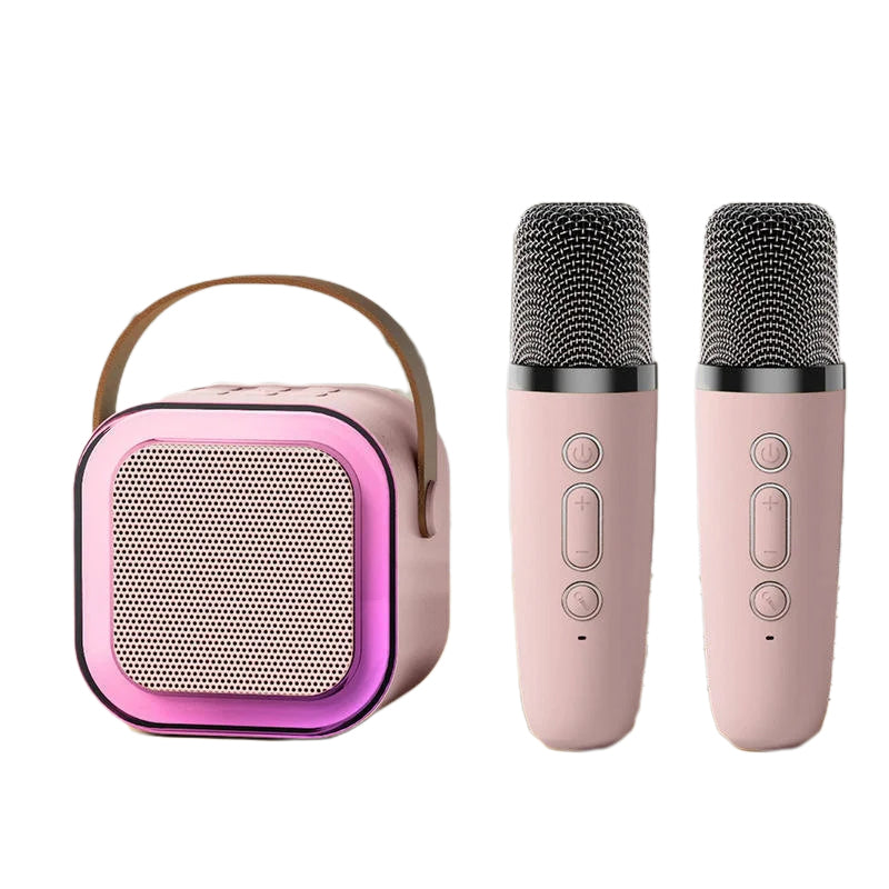 Mini karaoke hangszóró szett - Két vezeték nélküli mikrofon - RGB világítás - Bluetooth 5.3 - USB-C - 3 színben