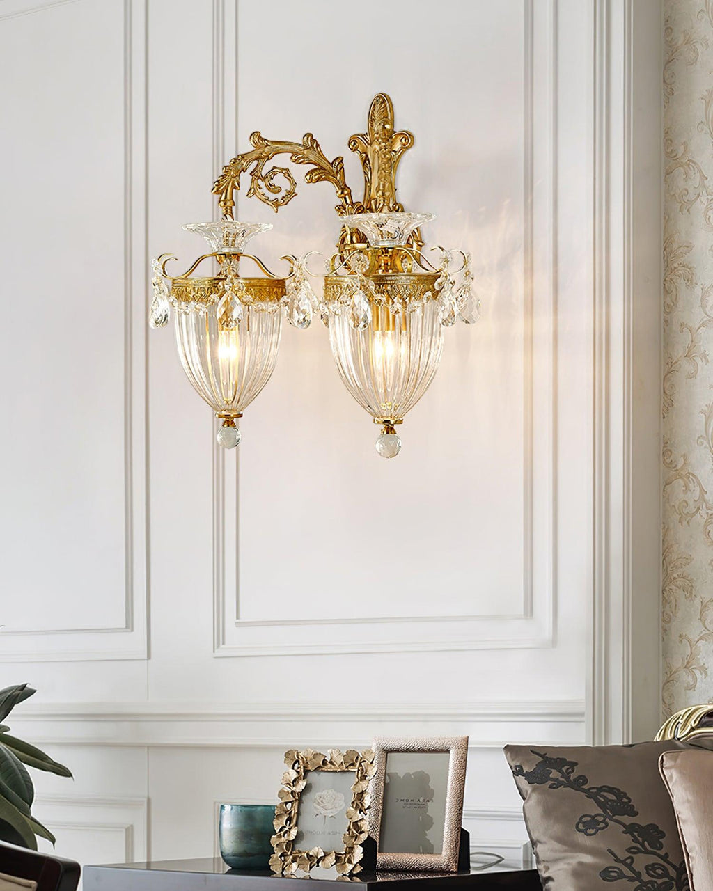 Elosia Gold Double Wall Lamp — E26 Socket, 110V–240V