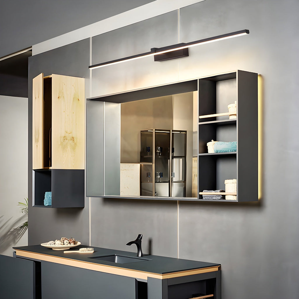 Aplica metalică LED de perete subțire — lampă liniară pentru oglindă