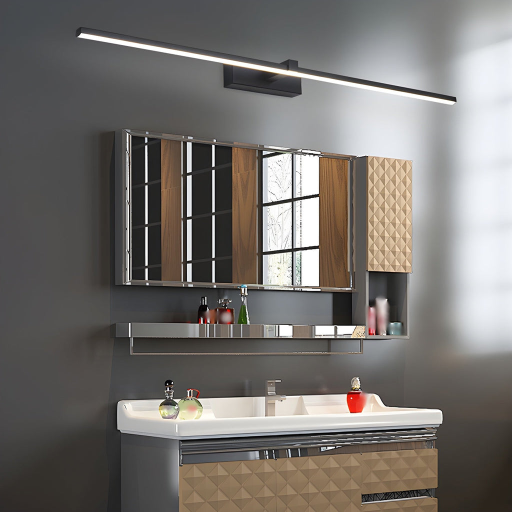 Aplica metalică LED de perete subțire — lampă liniară pentru oglindă