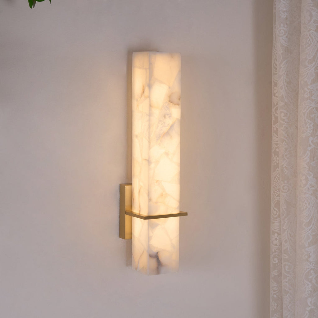 Milan rechteckige Alabaster-Wandleuchte — Moderne Silhouette