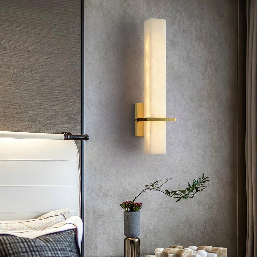 Milan rechteckige Alabaster-Wandleuchte — Moderne Silhouette