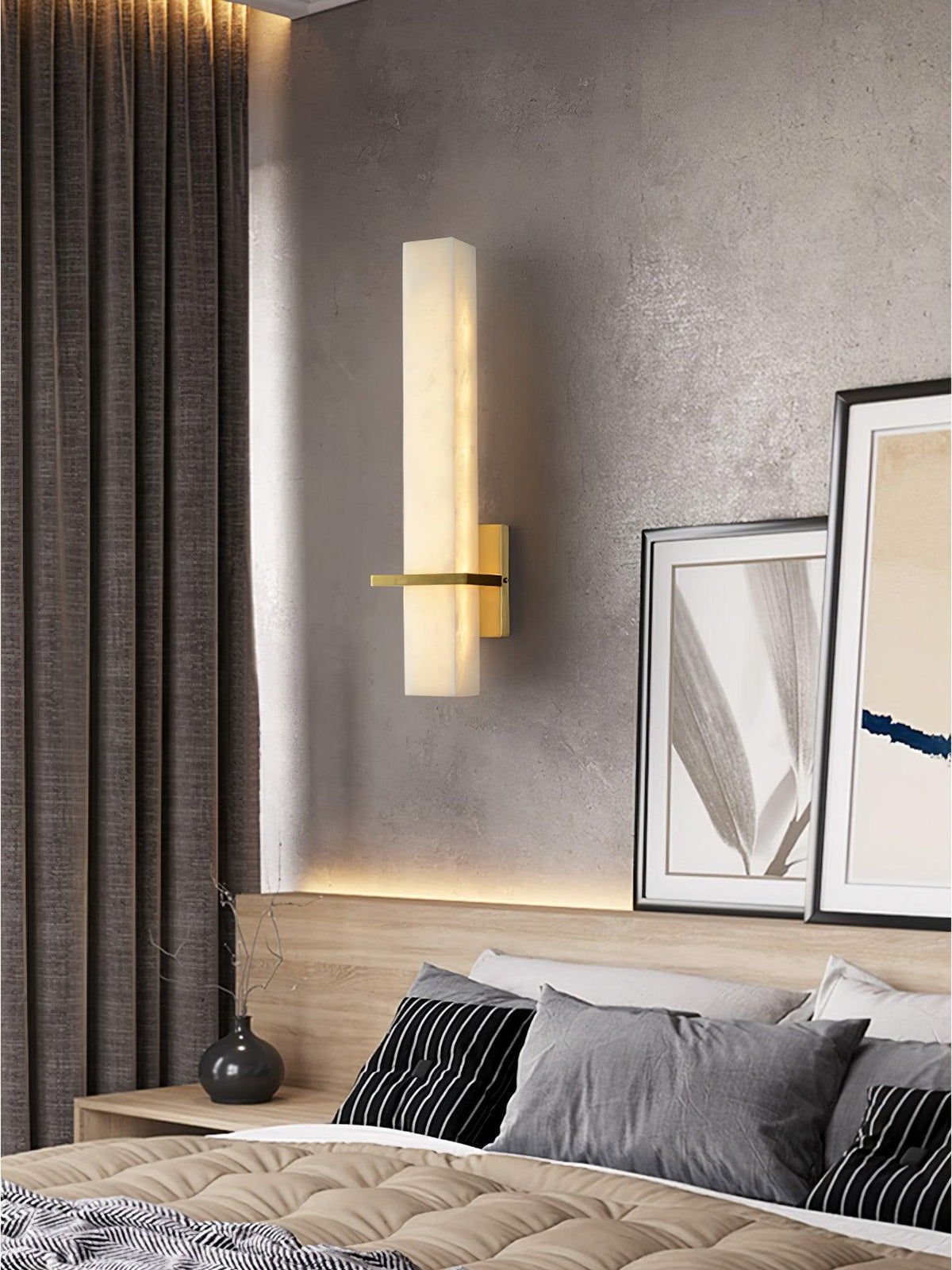 Milan rechteckige Alabaster-Wandleuchte — Moderne Silhouette