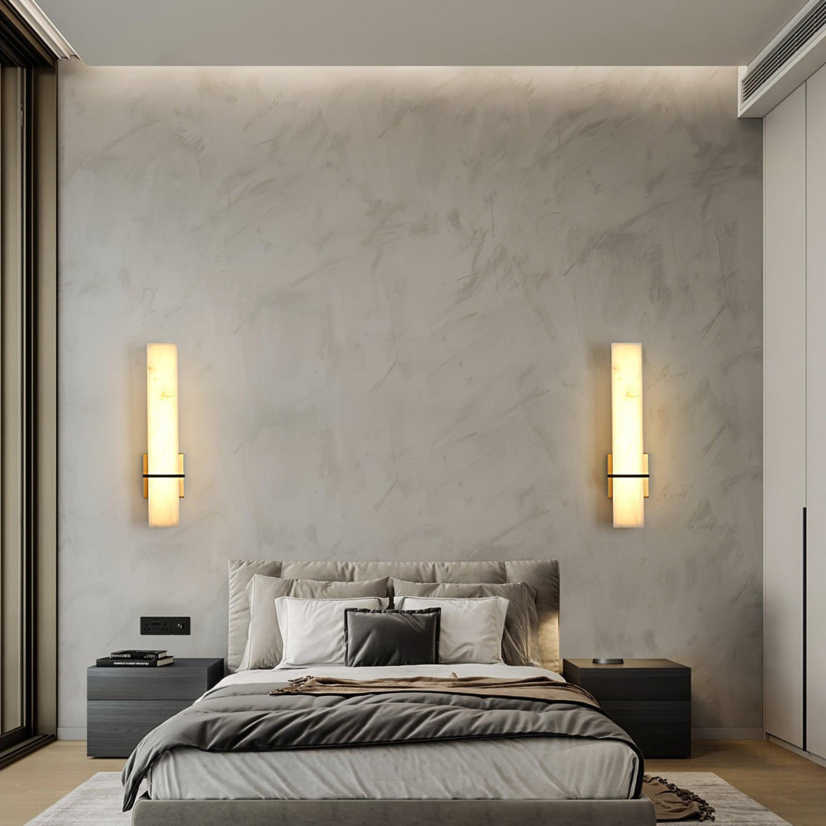 Milan rechteckige Alabaster-Wandleuchte — Moderne Silhouette