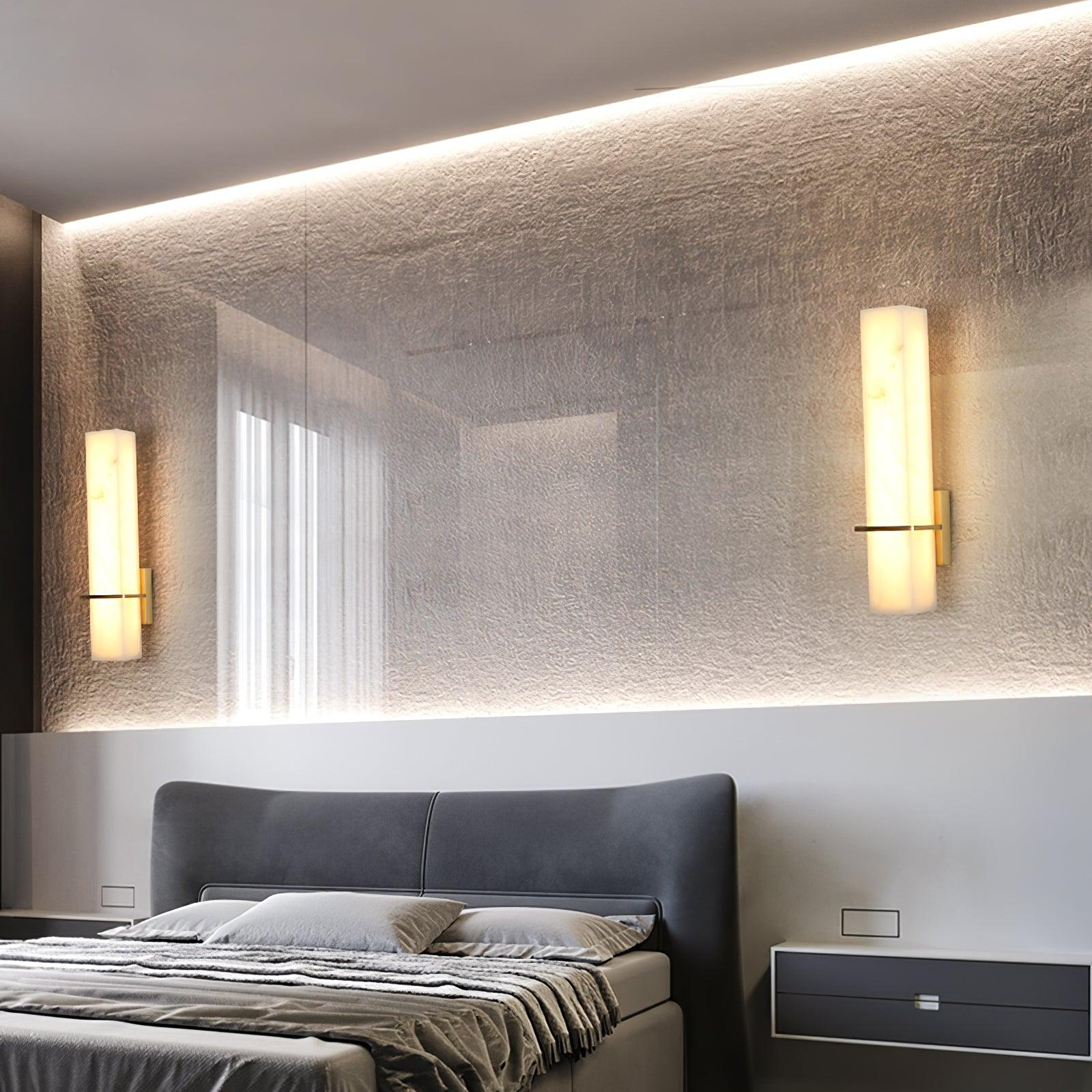 Milan rechteckige Alabaster-Wandleuchte — Moderne Silhouette