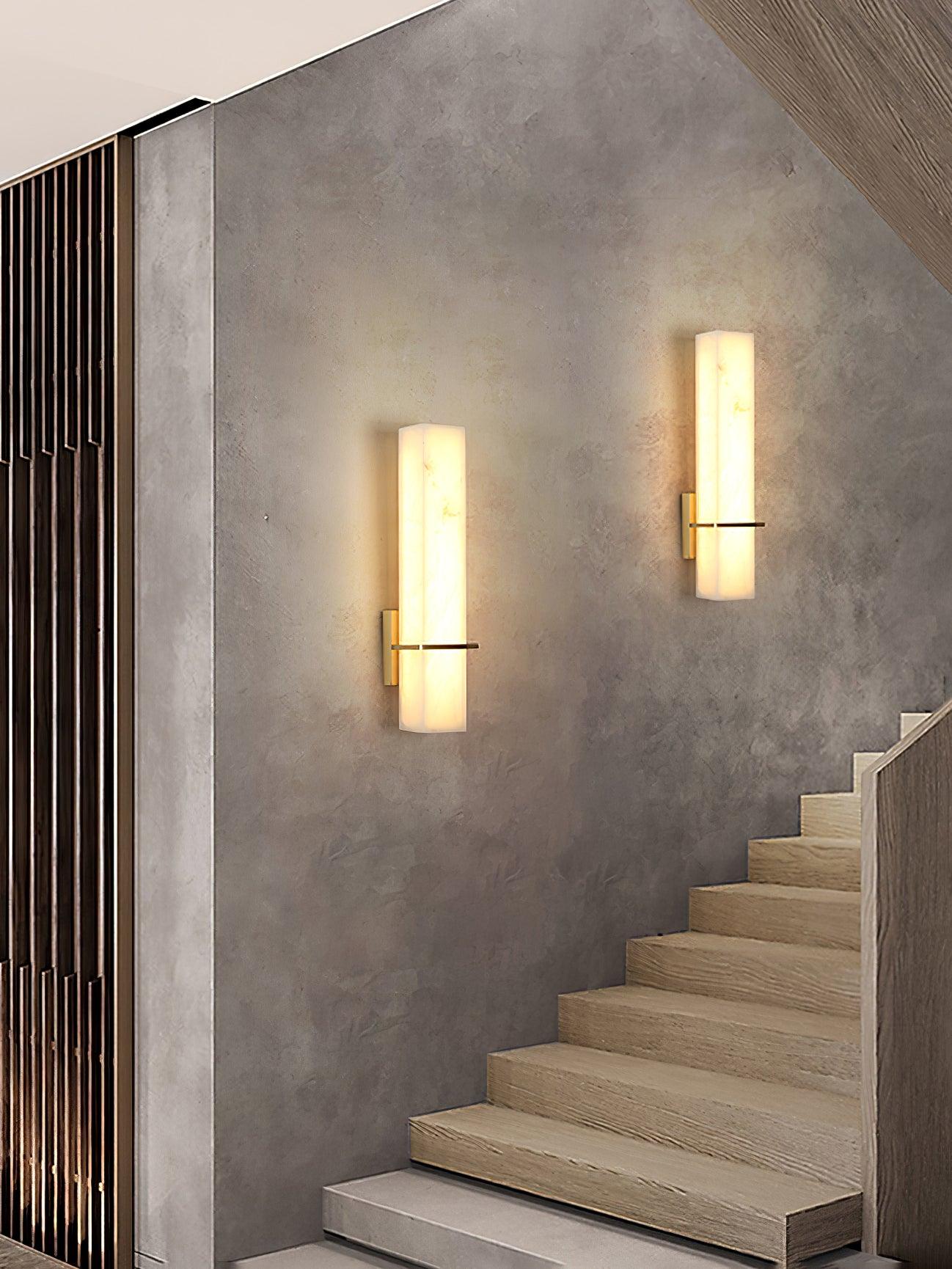 Milan rechteckige Alabaster-Wandleuchte — Moderne Silhouette