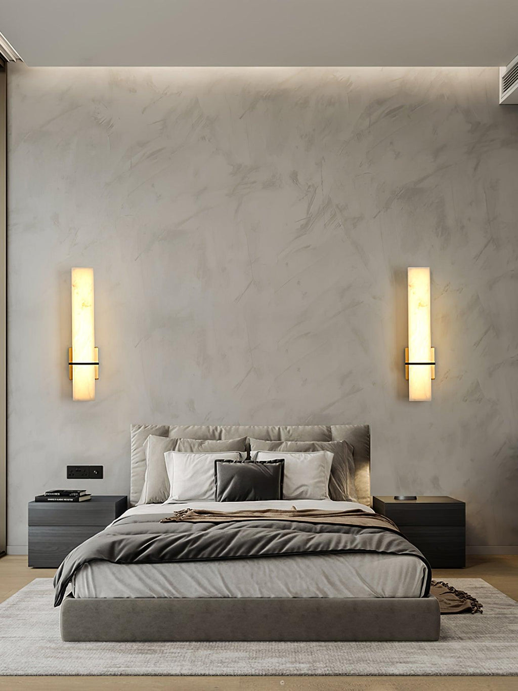 Milan rechteckige Alabaster-Wandleuchte — Moderne Silhouette