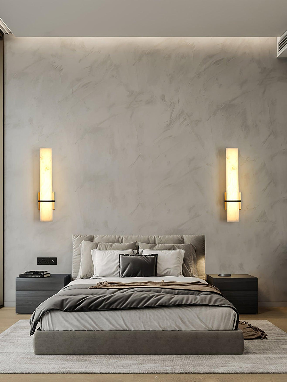 Milan rechteckige Alabaster-Wandleuchte — Moderne Silhouette