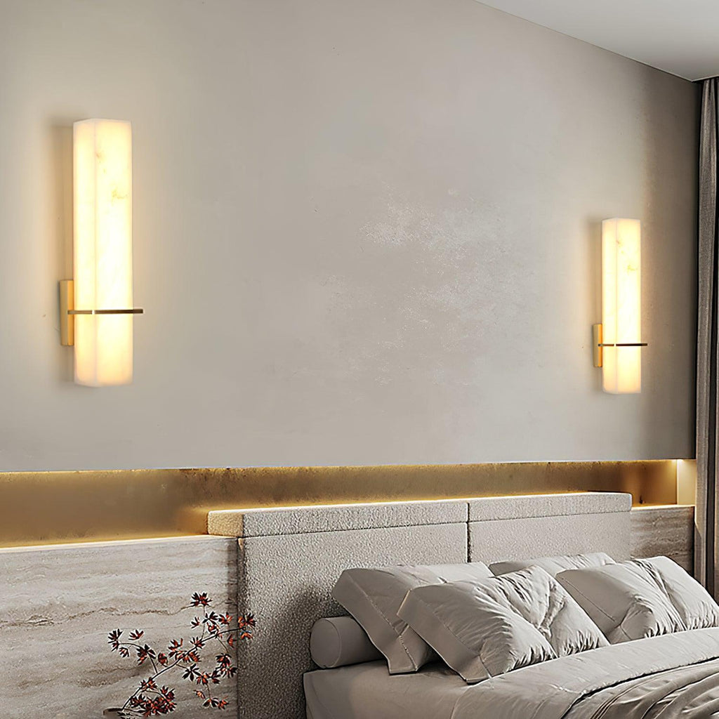 Milan rechteckige Alabaster-Wandleuchte — Moderne Silhouette