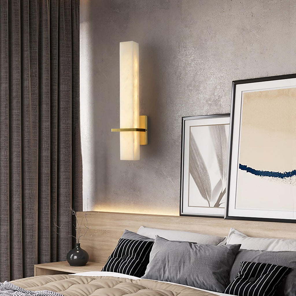 Milan rechteckige Alabaster-Wandleuchte — Moderne Silhouette