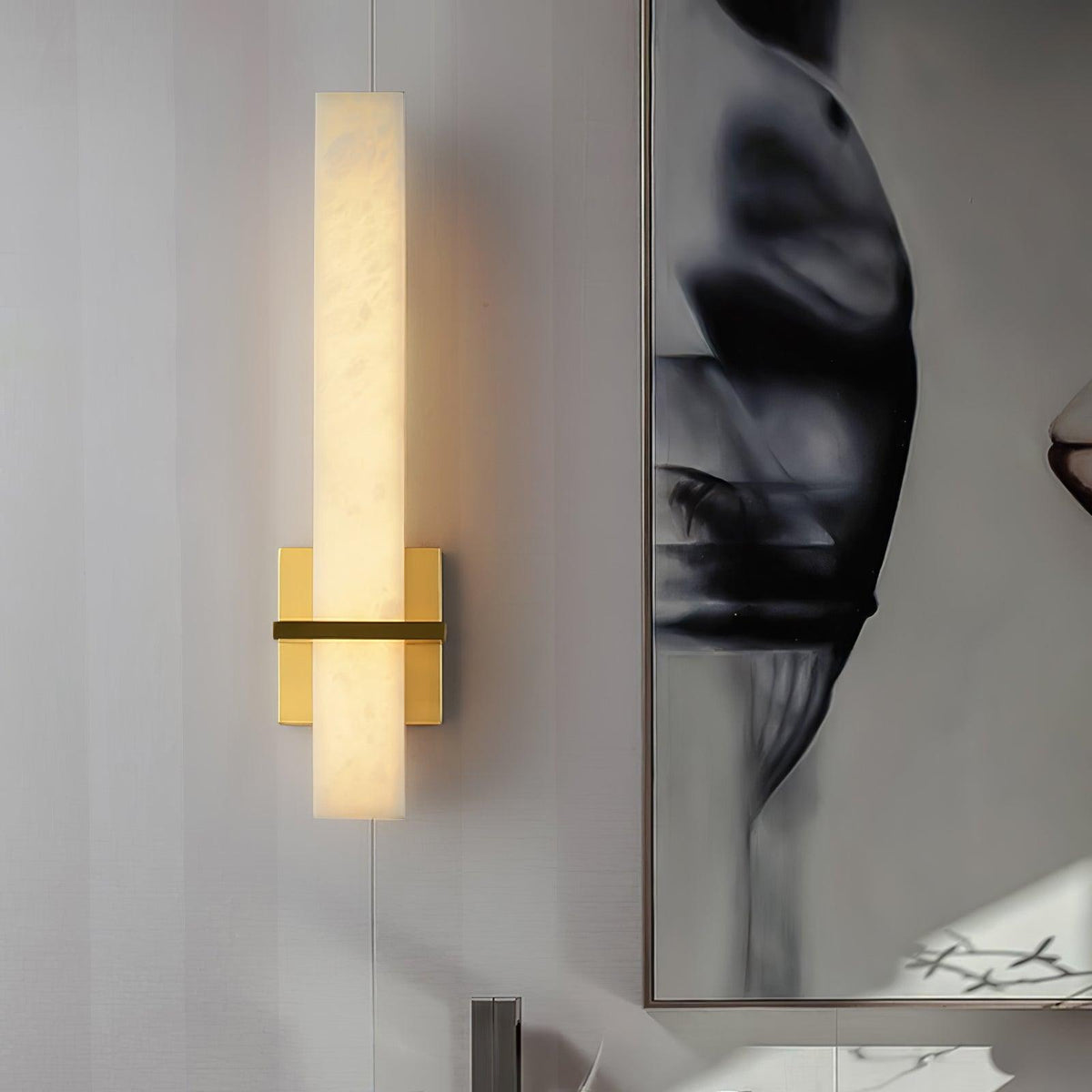 Milan rechteckige Alabaster-Wandleuchte — Moderne Silhouette