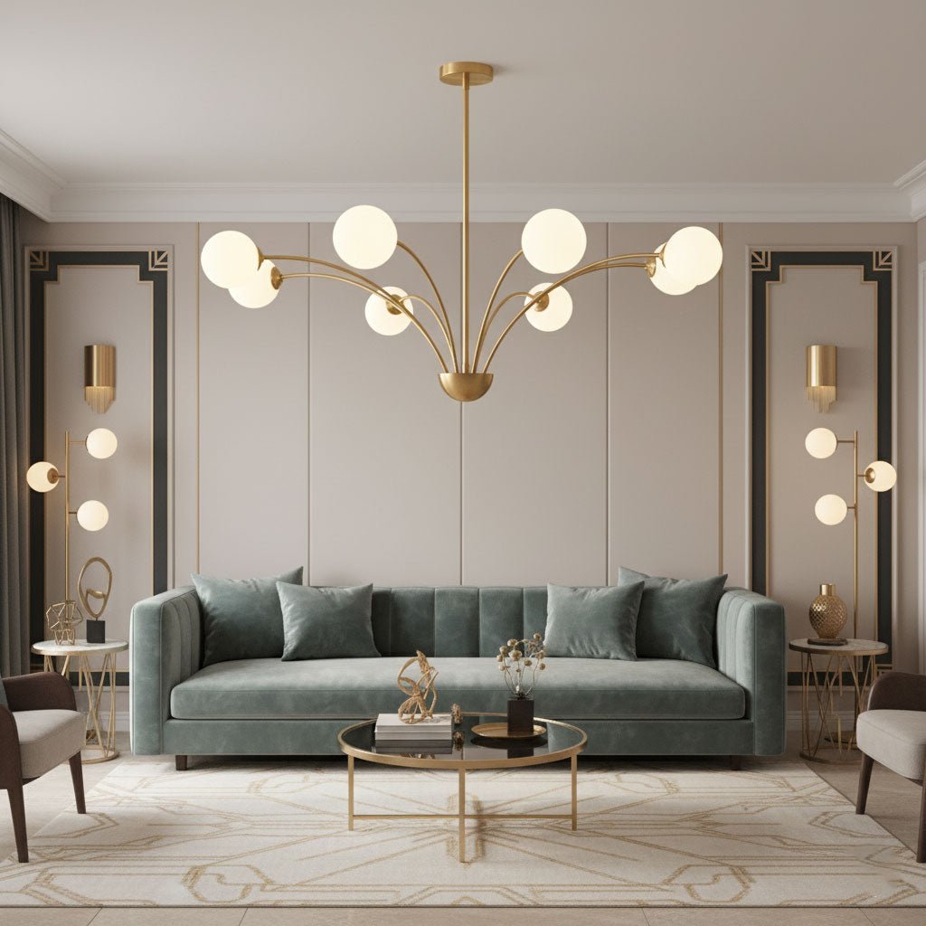 Lustre Millender à 8 bras avec finition dorée