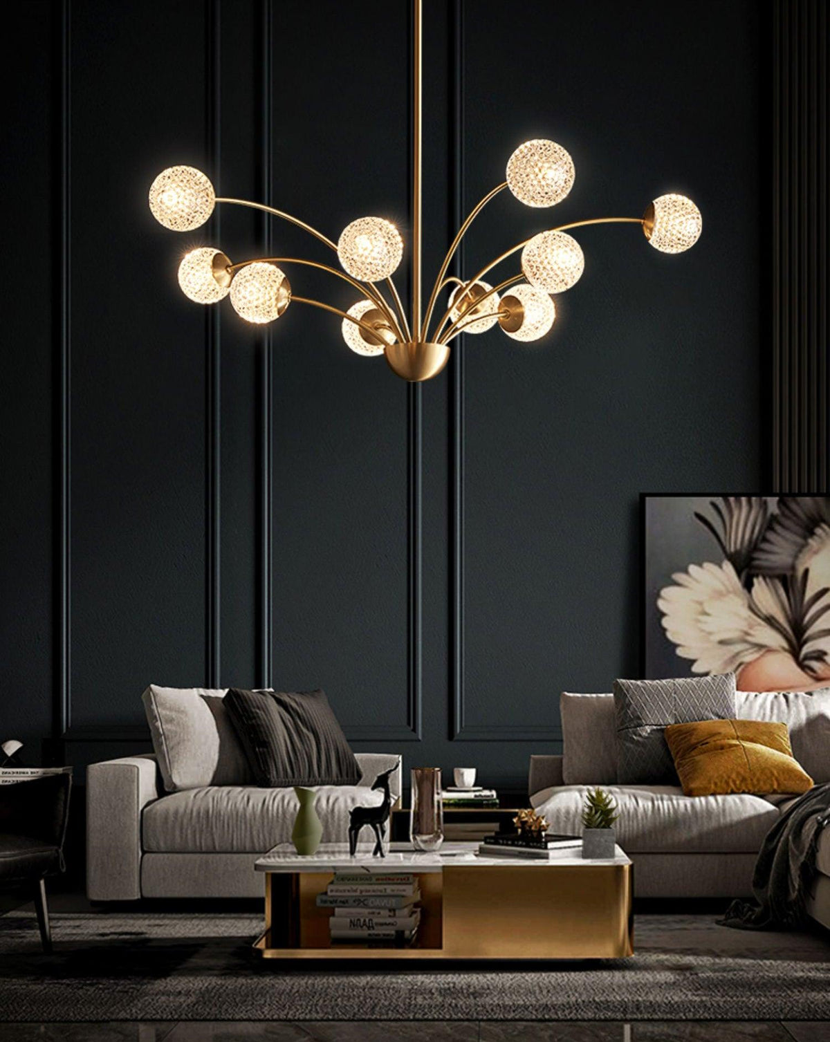 Lustre Millender à 8 bras avec finition dorée