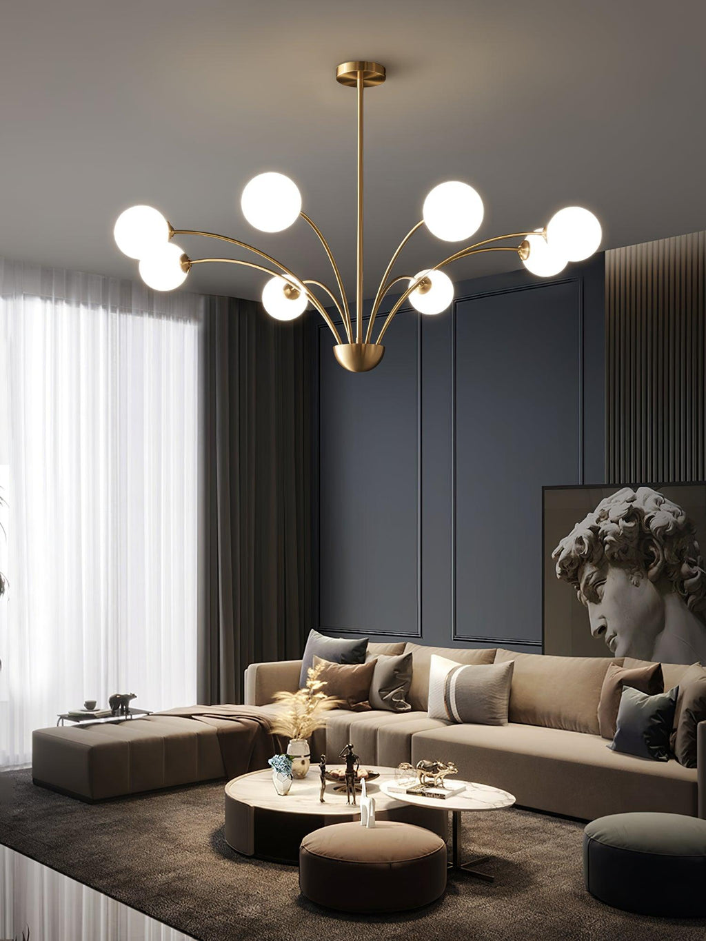 Lustre Millender à 8 bras avec finition dorée