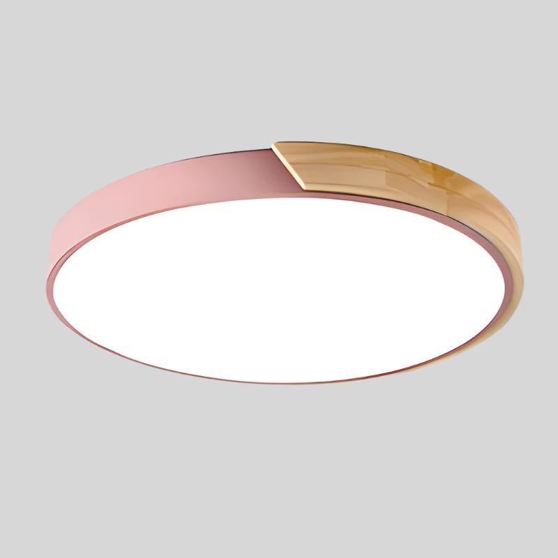 Aelora | Nordic Wood Circular Ceiling Light with Warm Glow