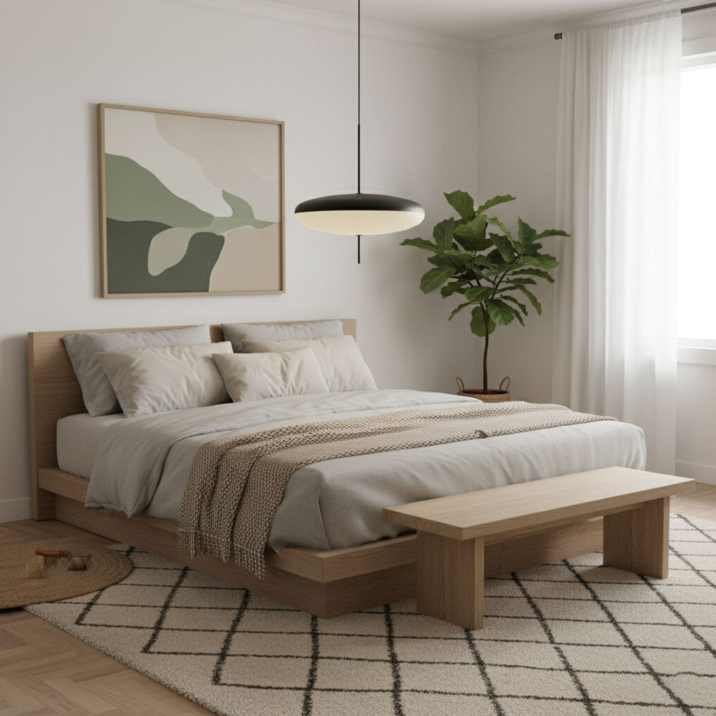 Minimalistische Pendelleuchte mit Opalglasschirm